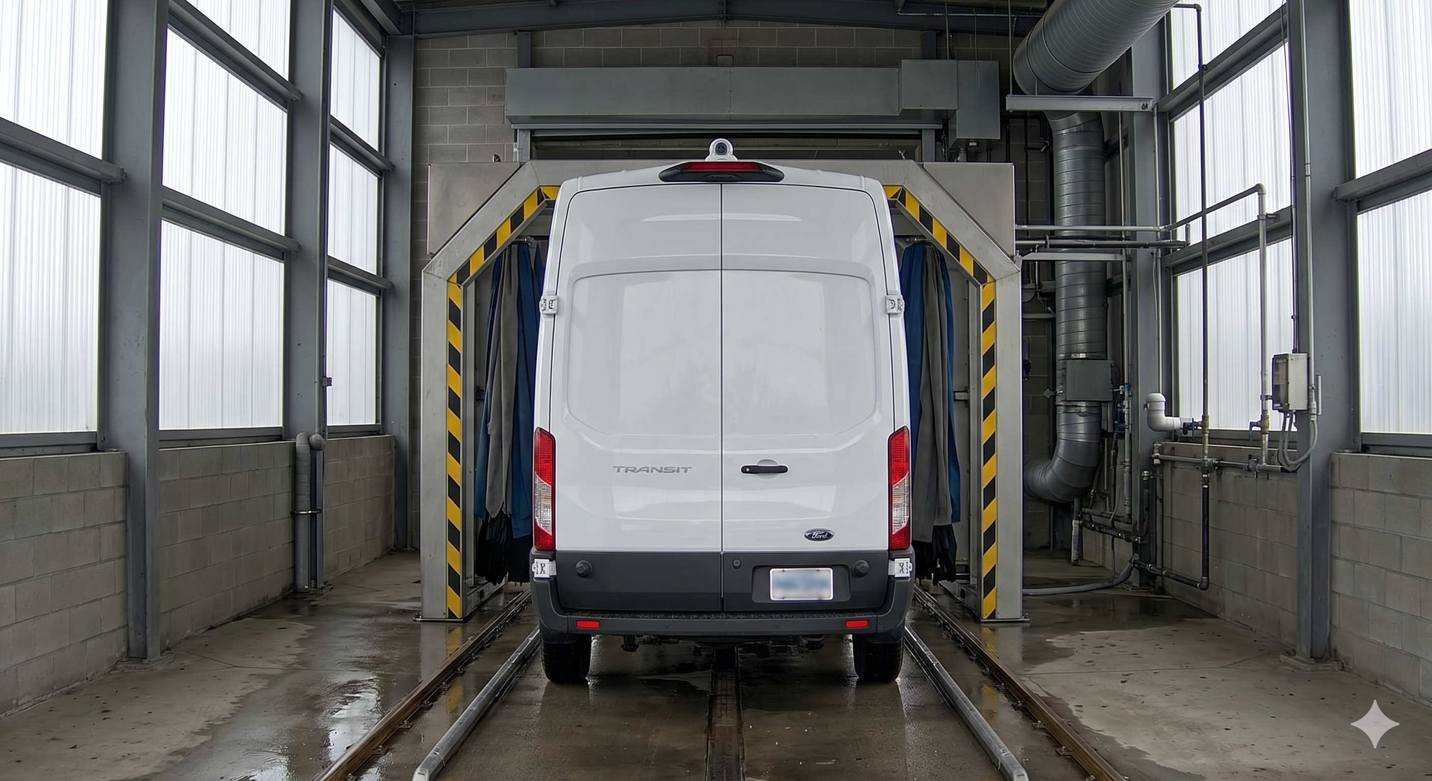 Van with clear rear doors